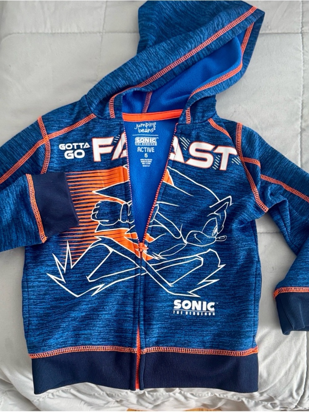 Jumping Beans Sonic 'Gotta Go Fast' Blue & Orange Hooded Zip-Up